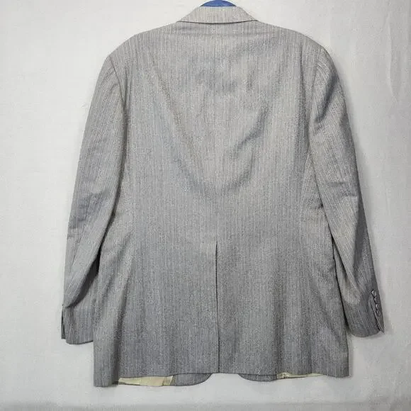 Christian Dior Monsieur Mens Sport Coat 42 R Grey Striped Wool Classic Vintage